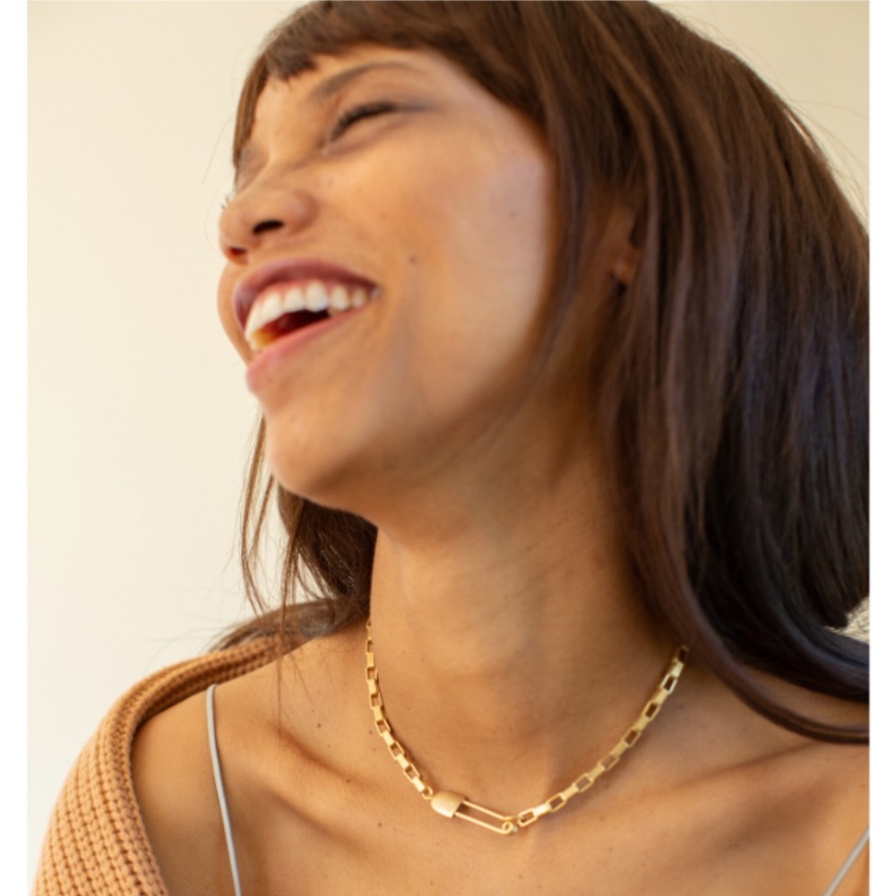 Safety Pin Necklace, 18k Gold Plated